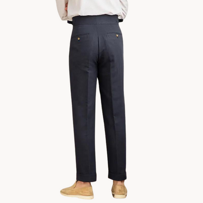 Pantalón Vento Plisado de Lino y Algodón