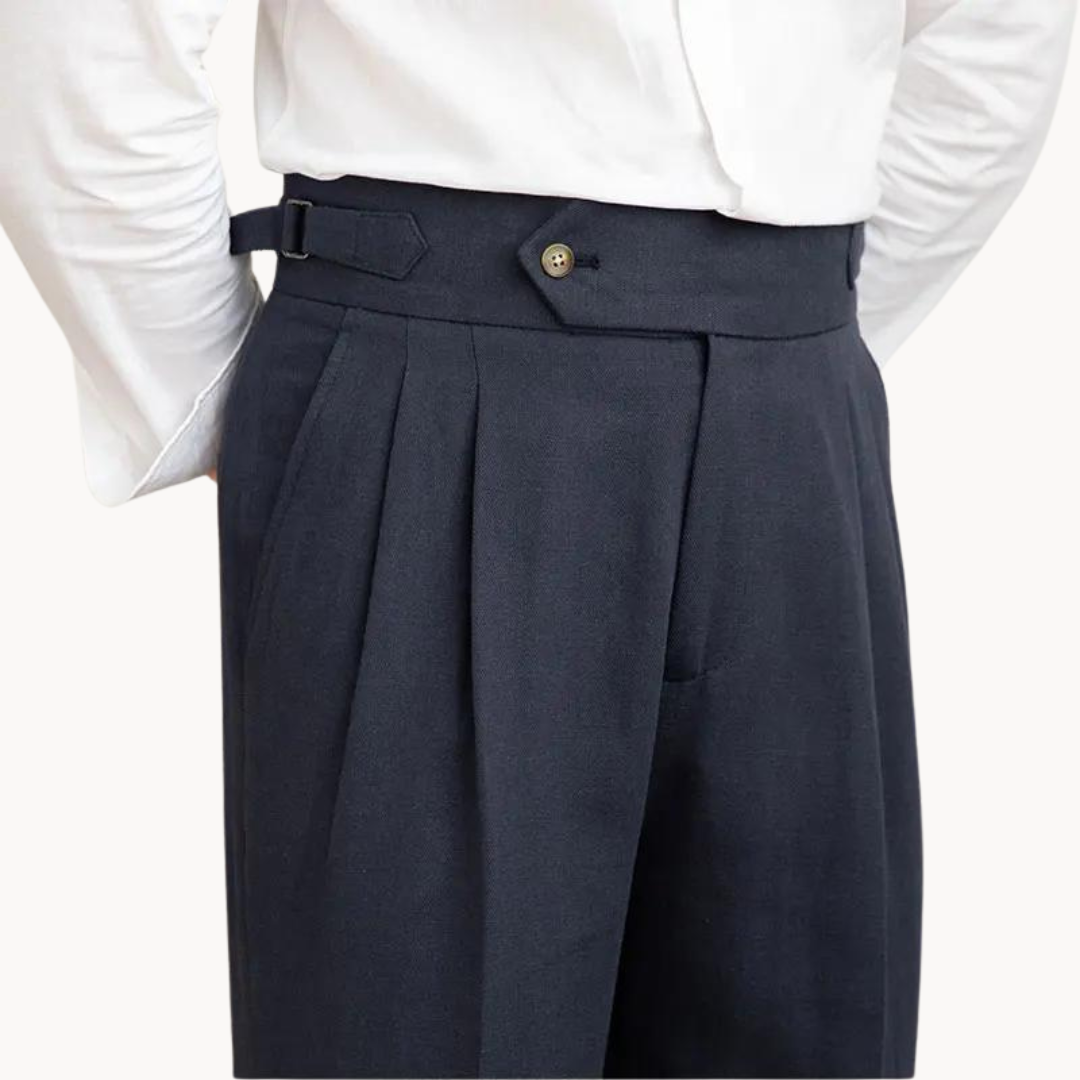 Pantalón Vento Plisado de Lino y Algodón