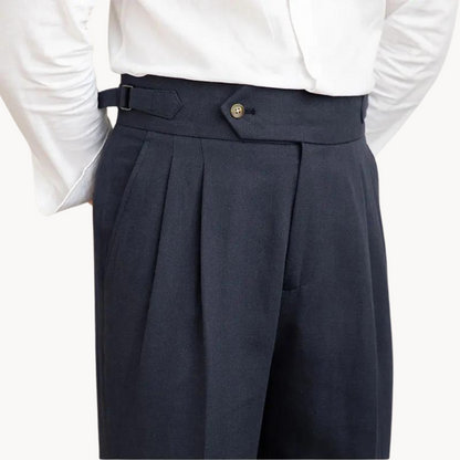 Pantalón Vento Plisado de Lino y Algodón