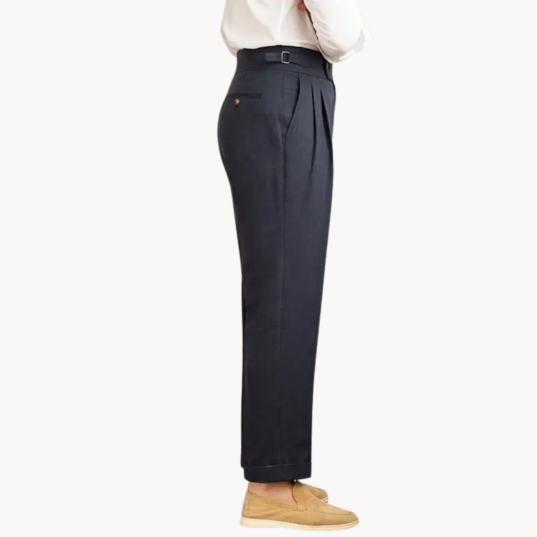 Pantalón Vento Plisado de Lino y Algodón