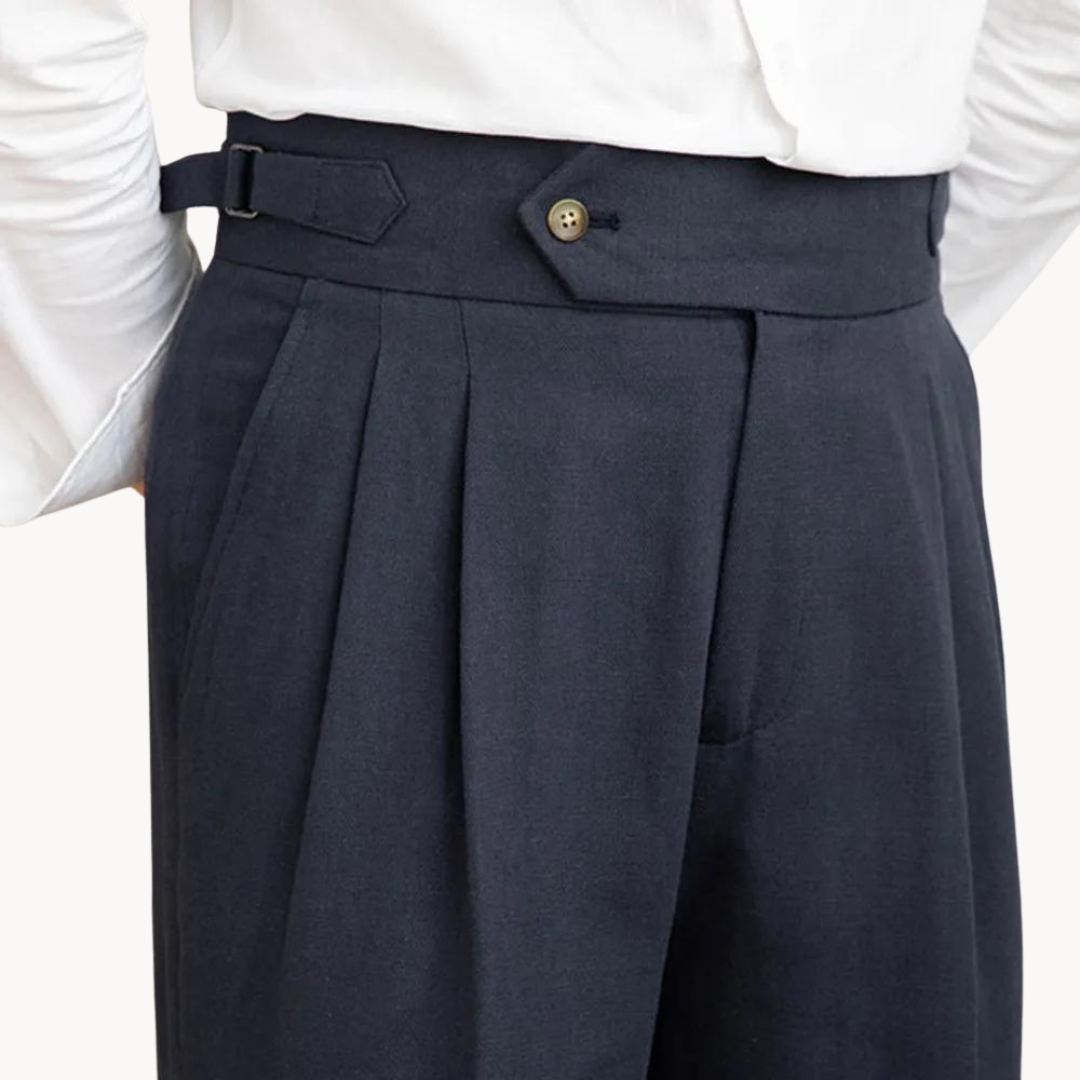 Pantalón Vento Plisado de Lino y Algodón