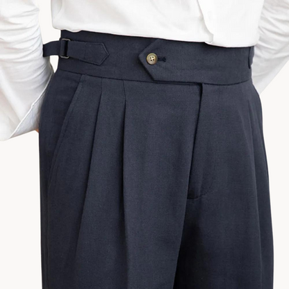 Pantalón Vento Plisado de Lino y Algodón