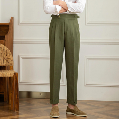 Pantalón Vento Plisado de Lino y Algodón