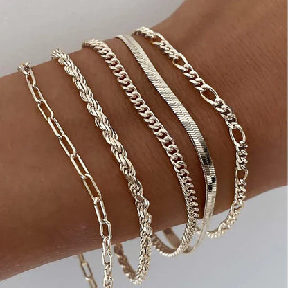 Set de pulseras 5 piezas en oro