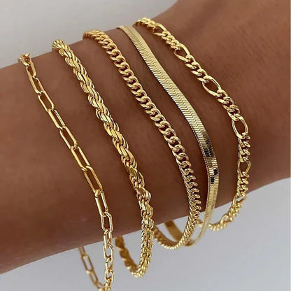 Set de pulseras 5 piezas en oro
