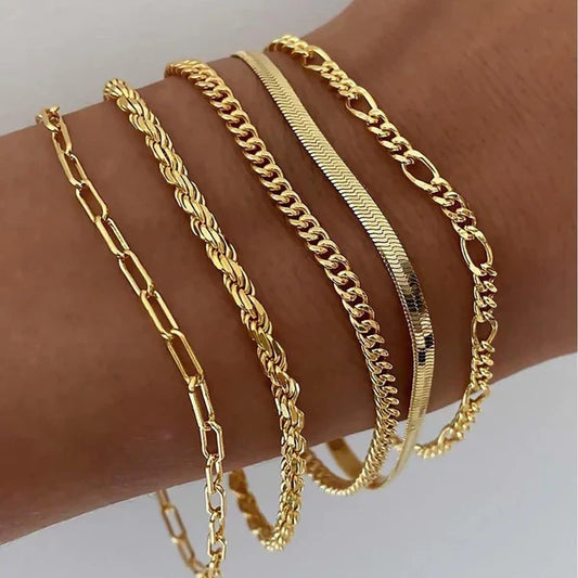 Set de pulseras 5 piezas en oro