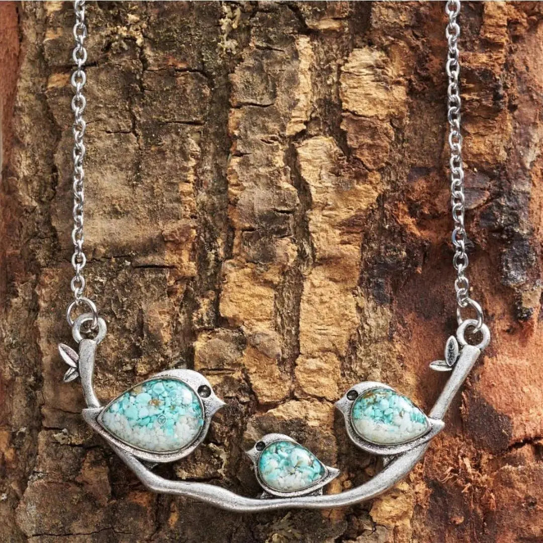 Collar vintage con pájaros en plata