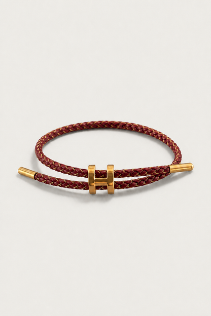 Aurea | Pulsera Trenzada Burdeos y Dorada