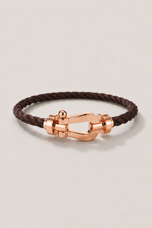 Aurelio | Pulsera Náutica Marrón Oscuro y Oro Rosa