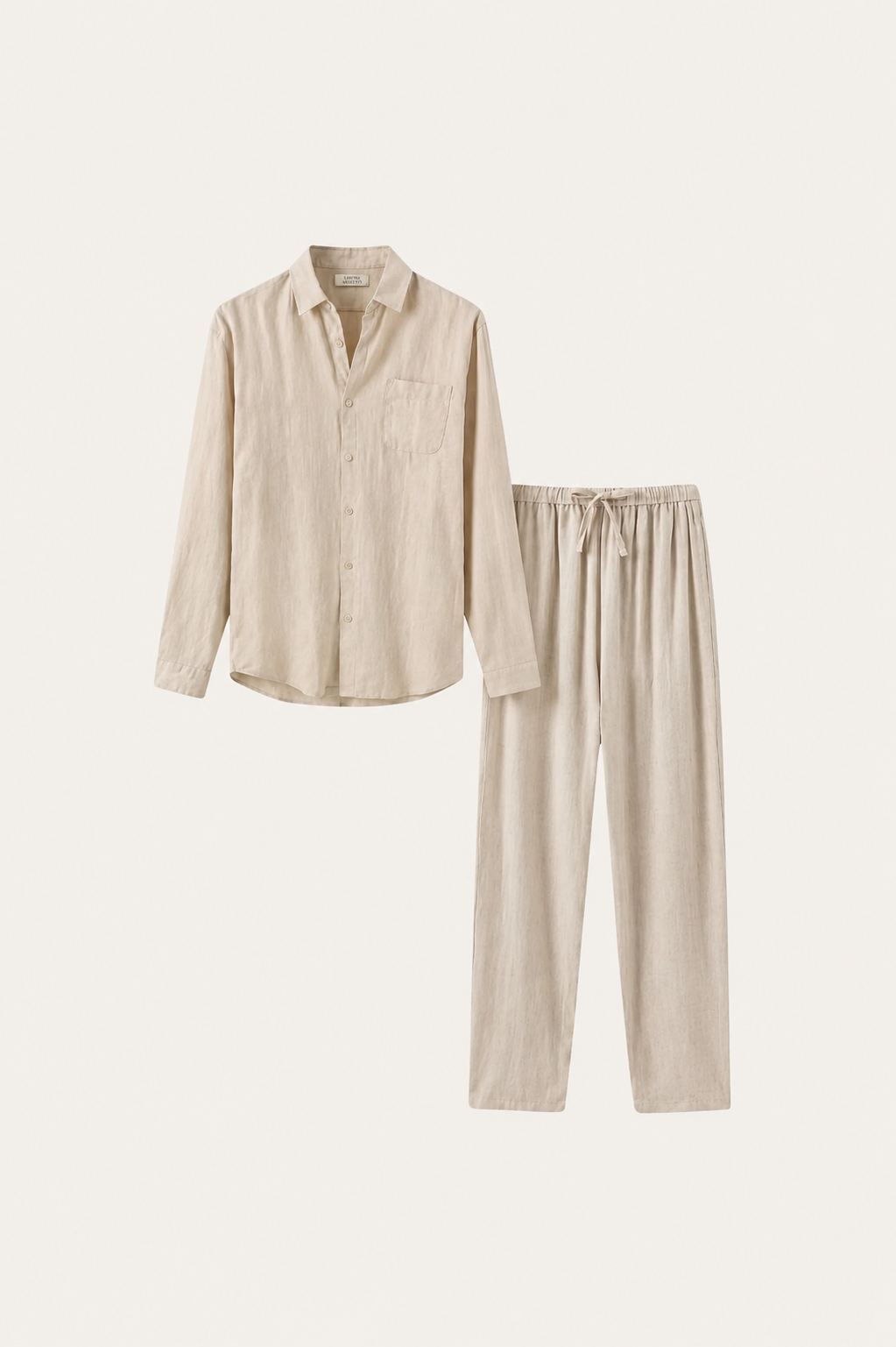 Bellagio de Luna Bellucci, conjunto de lino de manga larga para hombre en beige