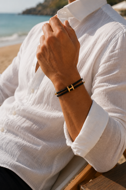 Aurea | Pulsera Trenzada Negra y Dorada