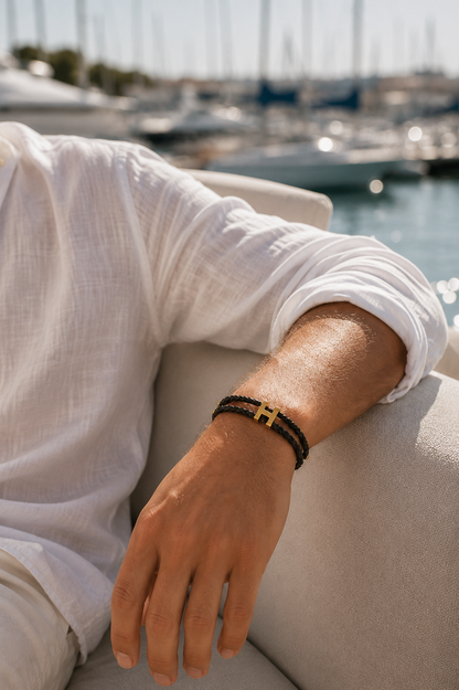 Aurea | Pulsera Trenzada Dorada y Negra