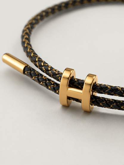 Aurea | Pulsera Trenzada Dorada y Negra