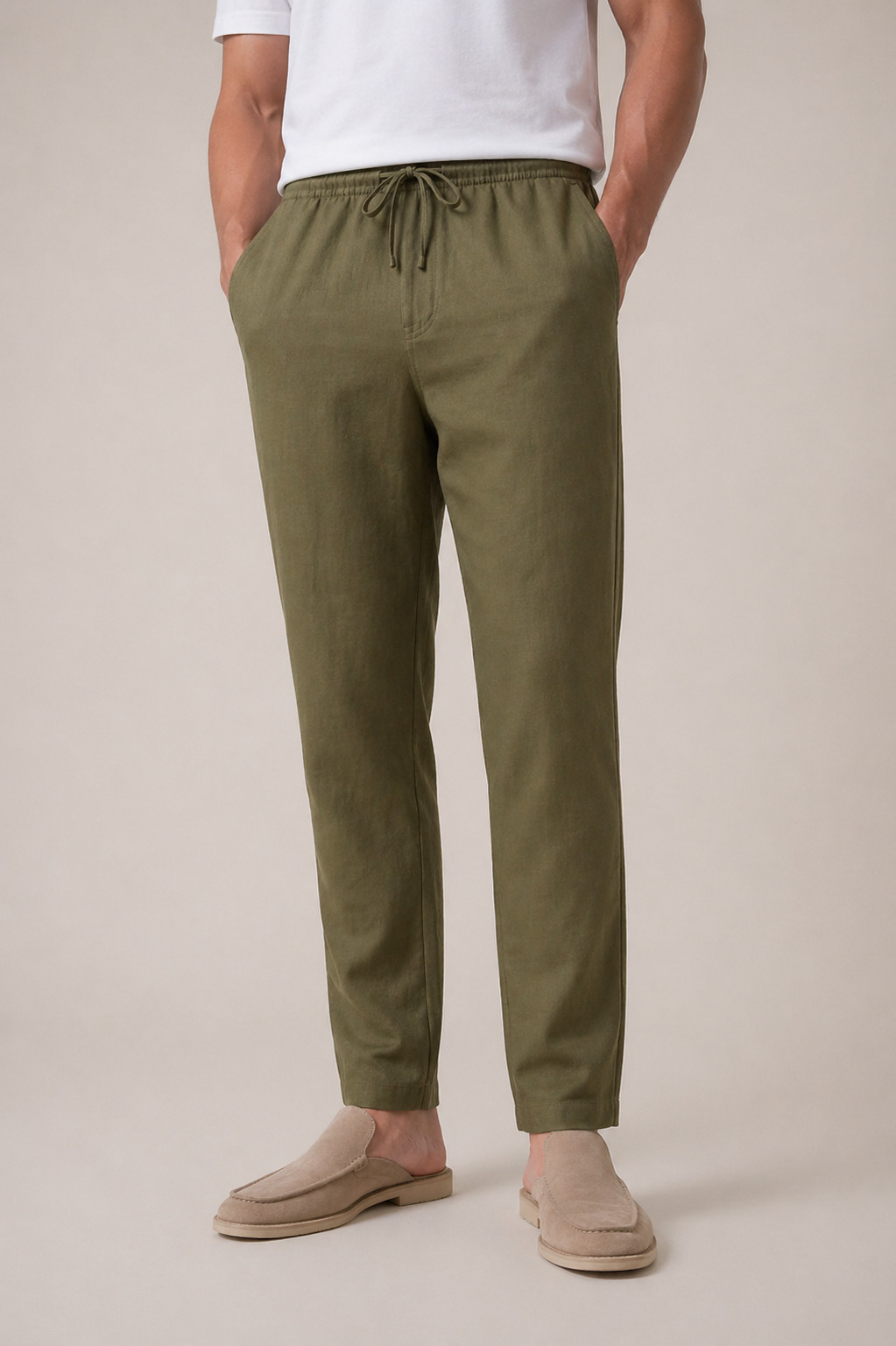 Luca | Pantalón de Lino Verde Oliva