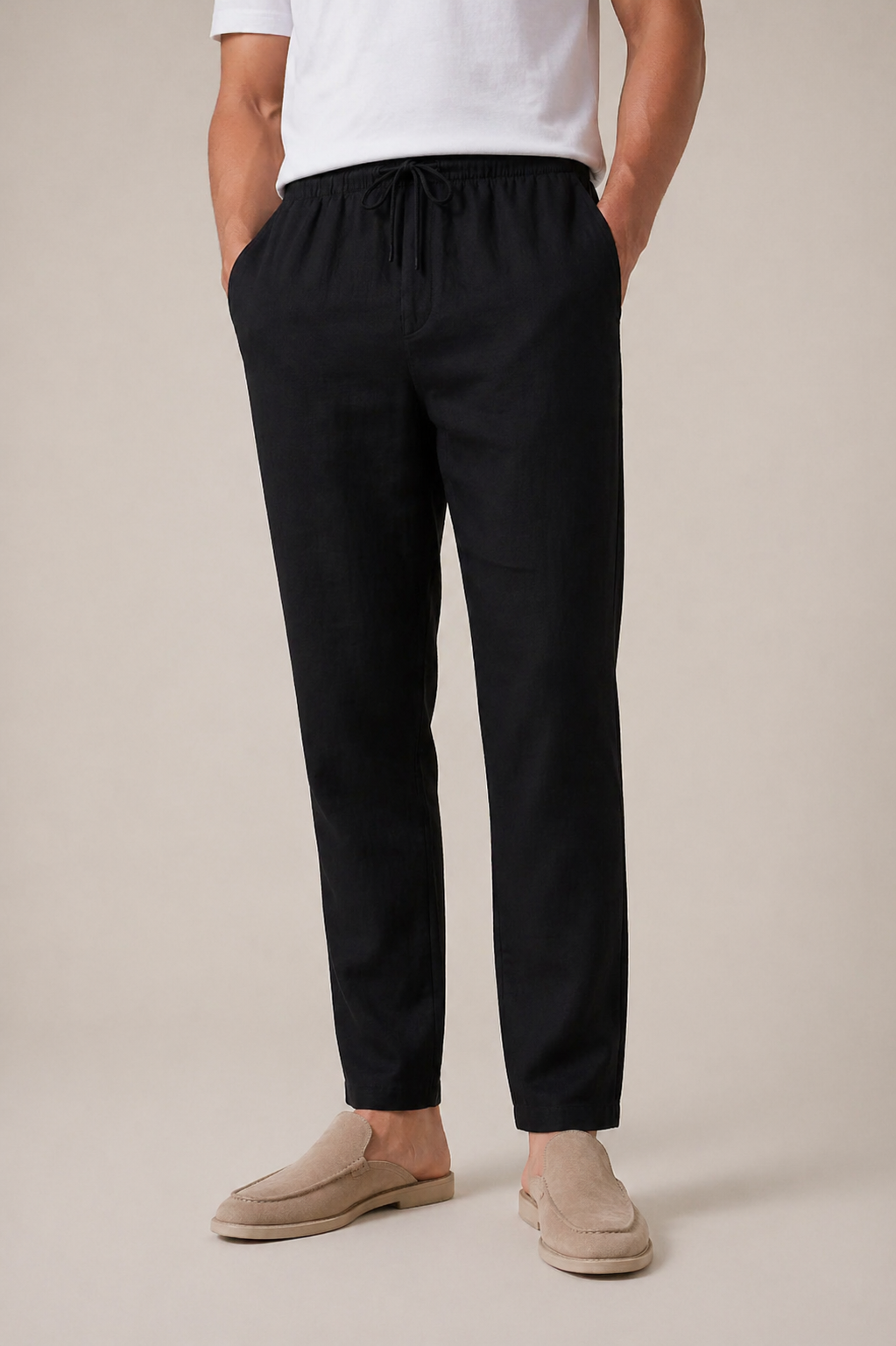 Luca | Pantalón de Lino Negro
