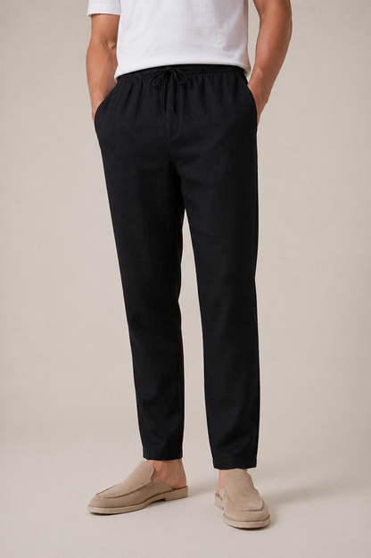 Luca | Pantalón de Lino Negro