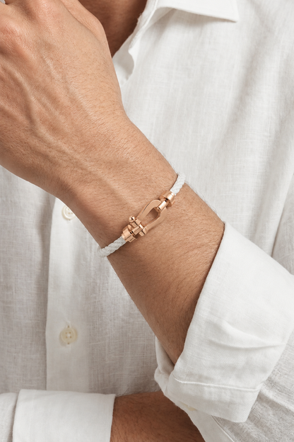 Aurelio | Pulsera Náutica Blanca y Oro Rosa