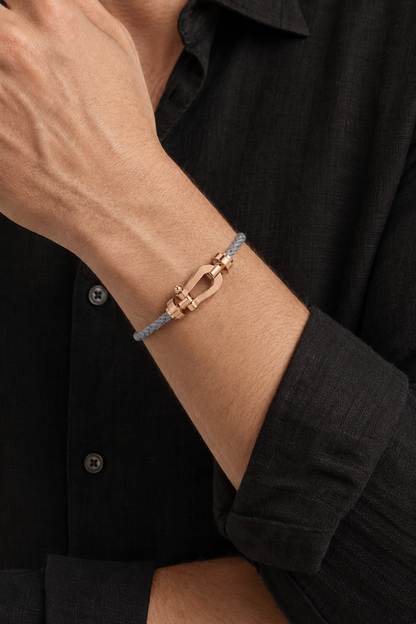 Aurelio | Pulsera Náutica Gris y Oro Rosa