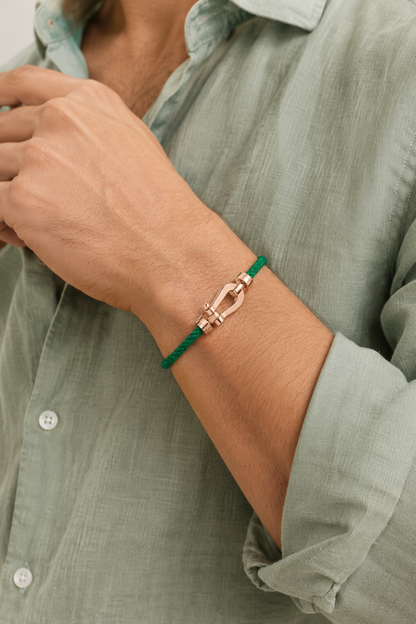 Aurelio | Pulsera Náutica Verde y Oro Rosa
