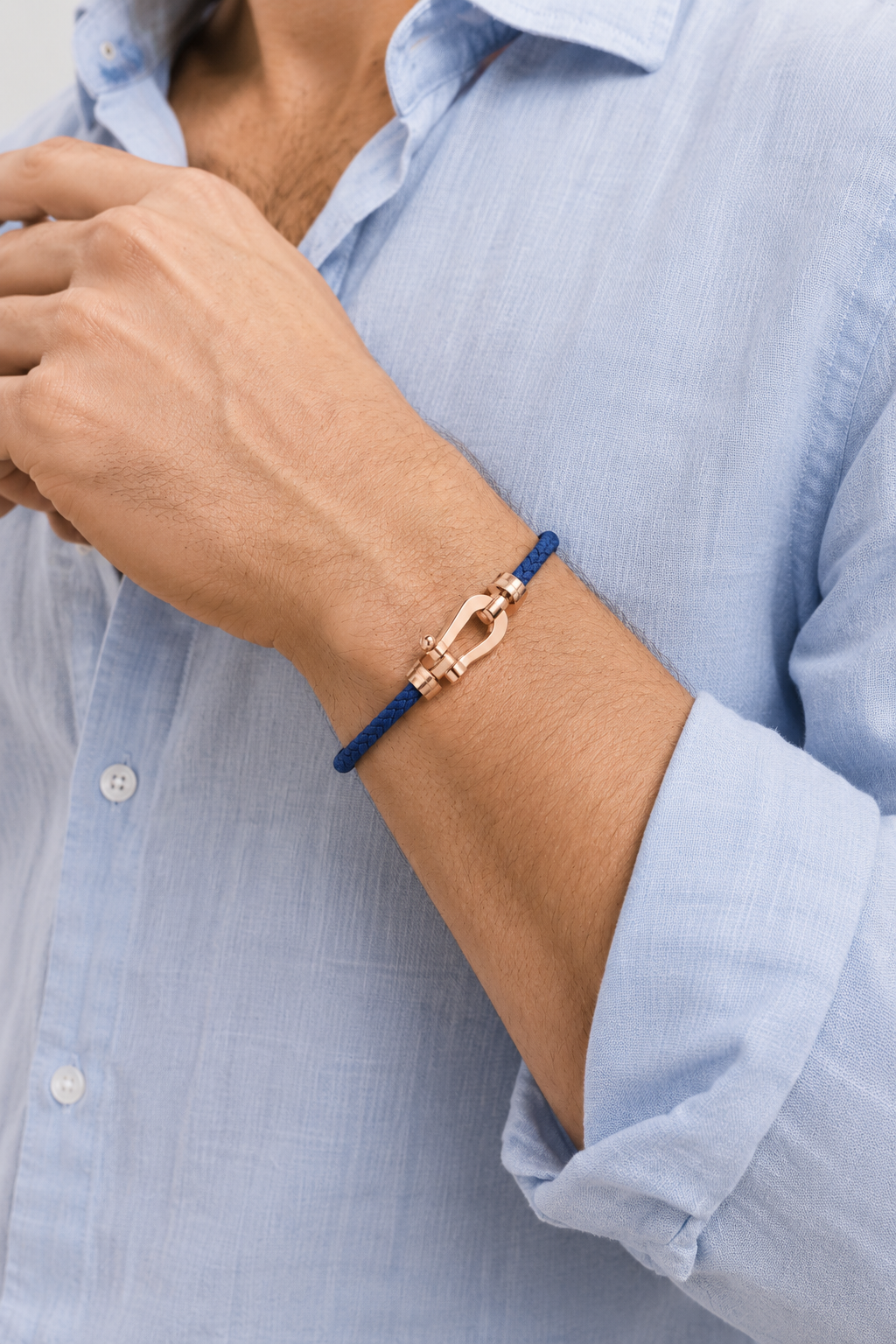 Aurelio | Pulsera Náutica Azul Marino y Oro Rosa