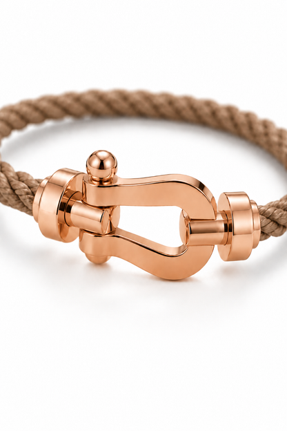 Aurelio | Pulsera Náutica Marrón Claro y Oro Rosa