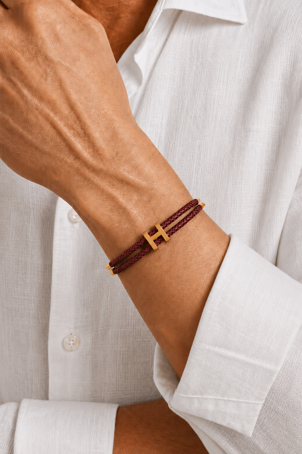 Aurea | Pulsera Trenzada Burdeos y Dorada