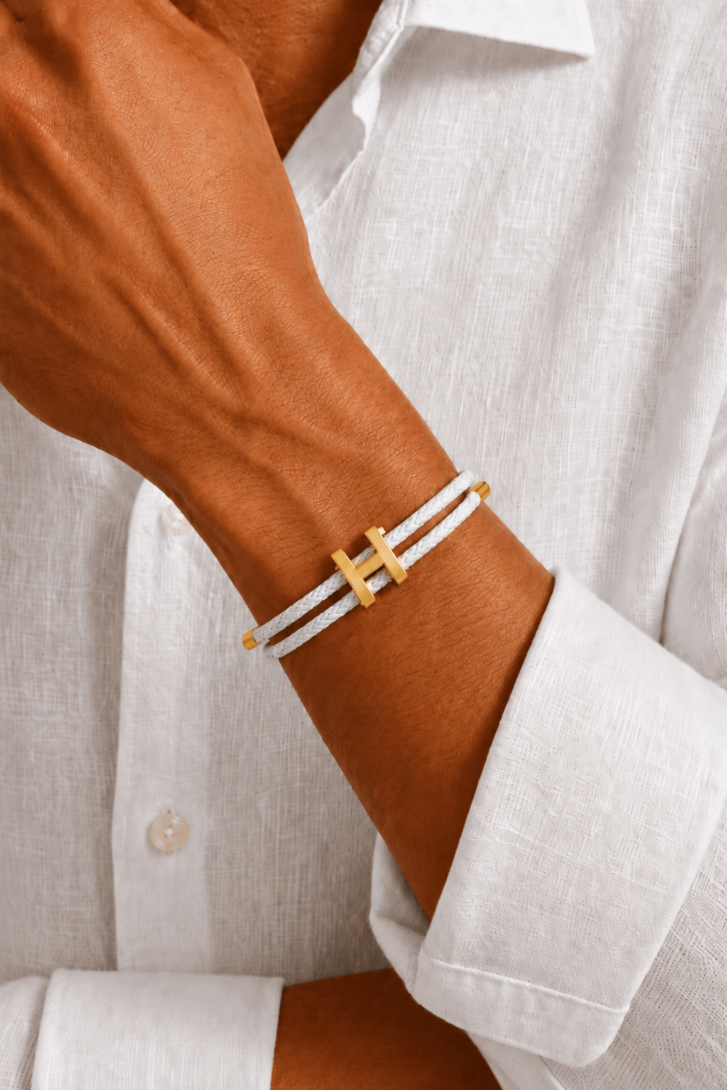 Aurea | Pulsera Trenzada Blanca y Dorada