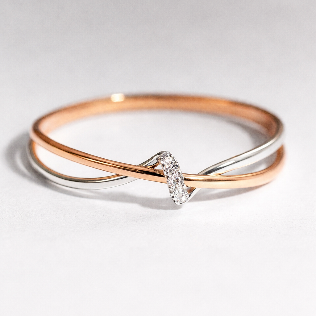 Anillo vintage trenzado de oro y plata