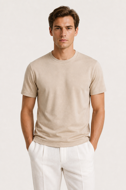 Alessio | Camiseta de Algodón Mercerizado Arena