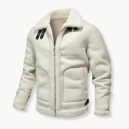 Chaqueta de cuero con forro de borrego clásica