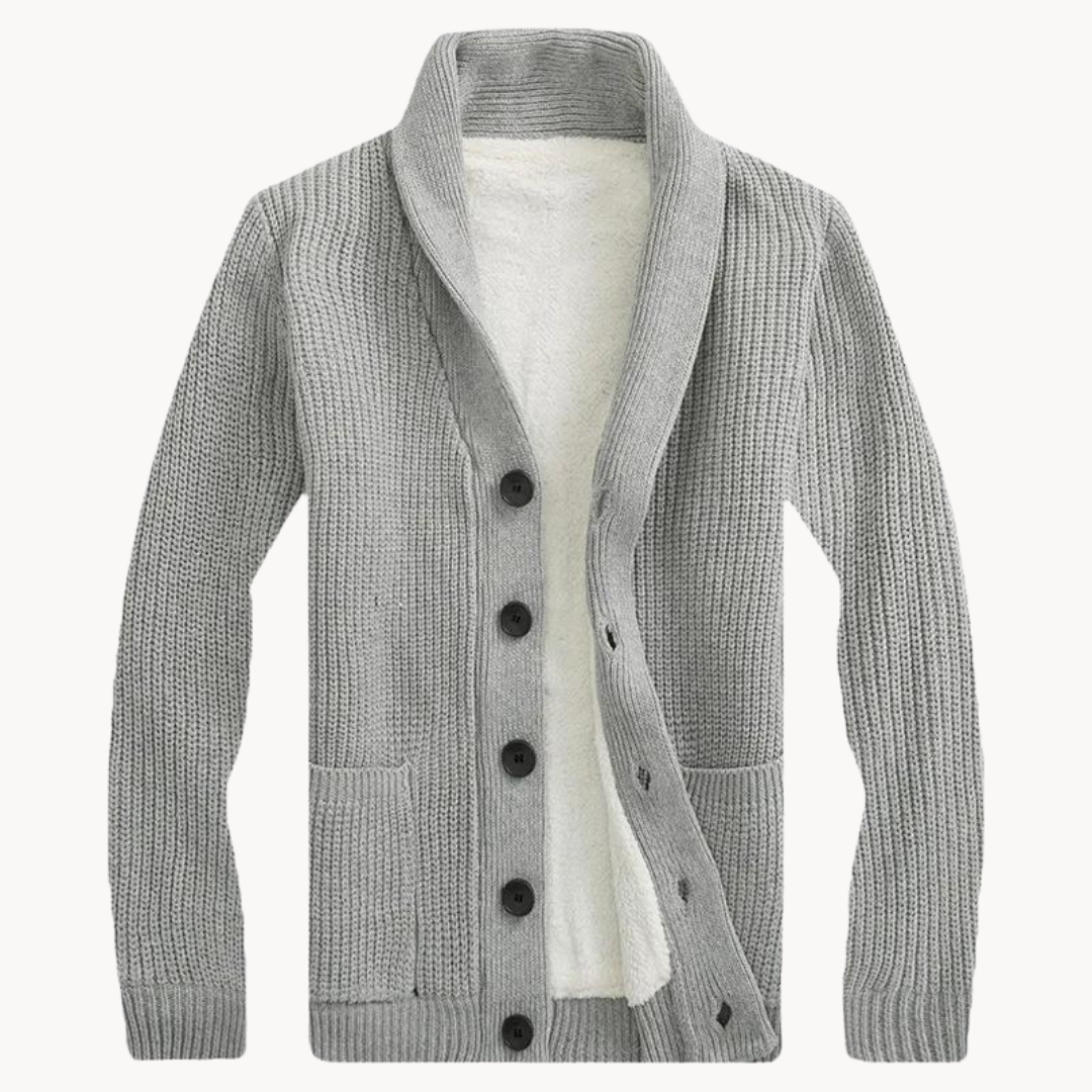 Cárdigan con Cuello Chal de Felpa