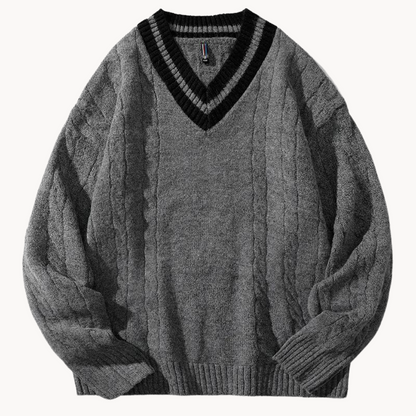 Suéter de Punto Oversized con Cuello en V