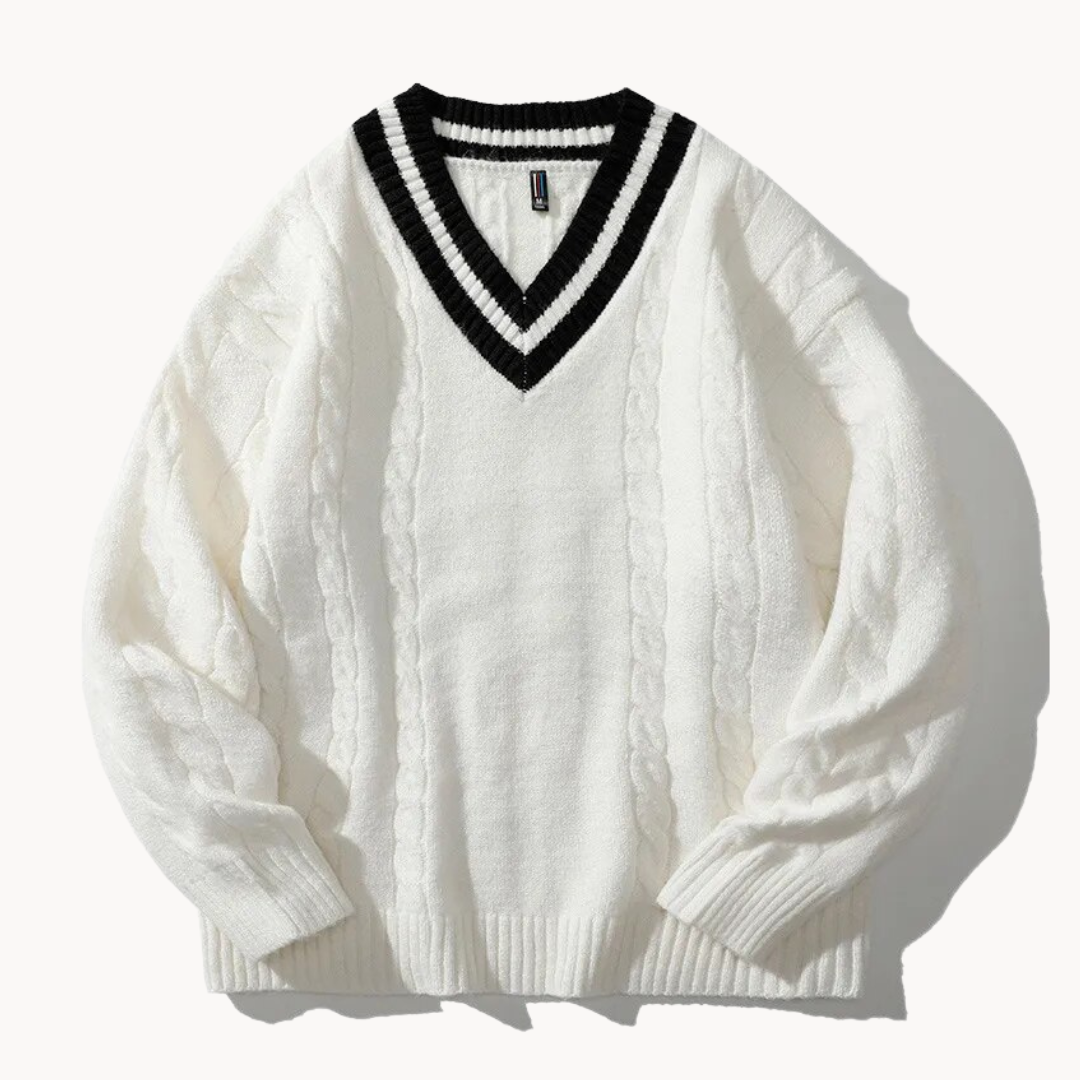 Suéter de Punto Oversized con Cuello en V