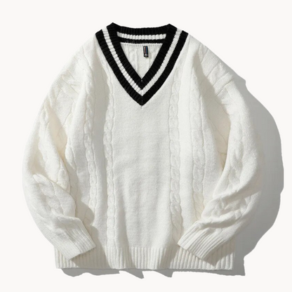 Suéter de Punto Oversized con Cuello en V