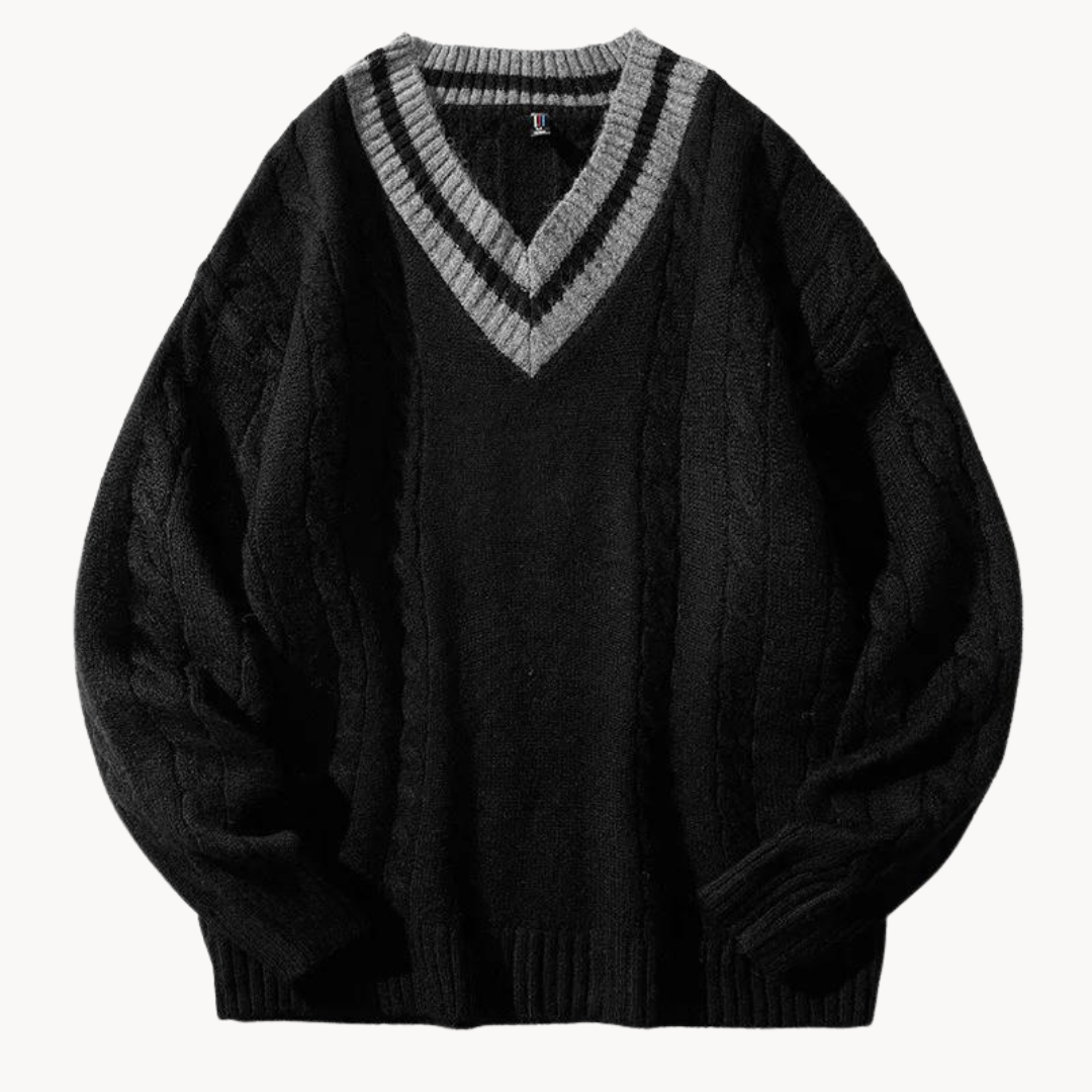 Suéter de Punto Oversized con Cuello en V