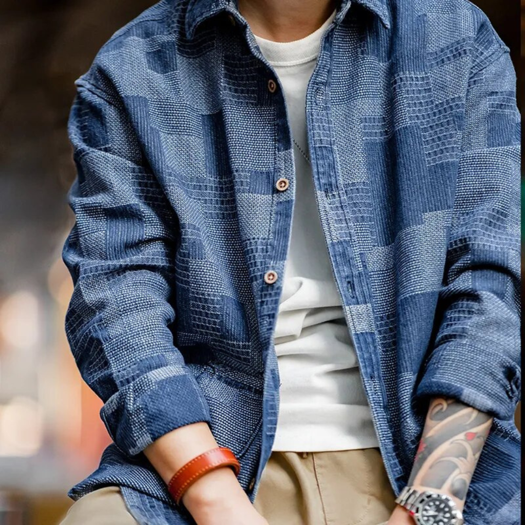 Camisa Oversize de Mezcla Patchwork en Denim