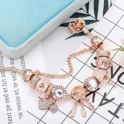 Pulsera atrapasueños rosa con charms de plata incluidos