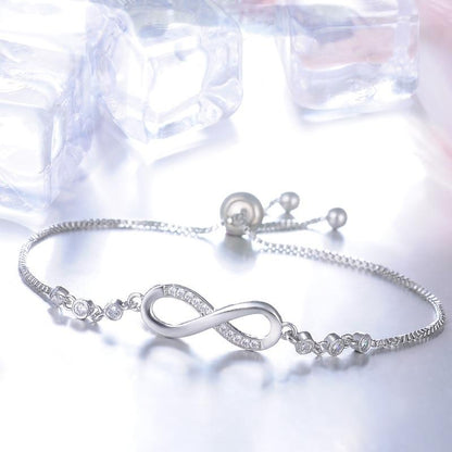 Pulsera chic ajustable en oro rosa con forma de infinito