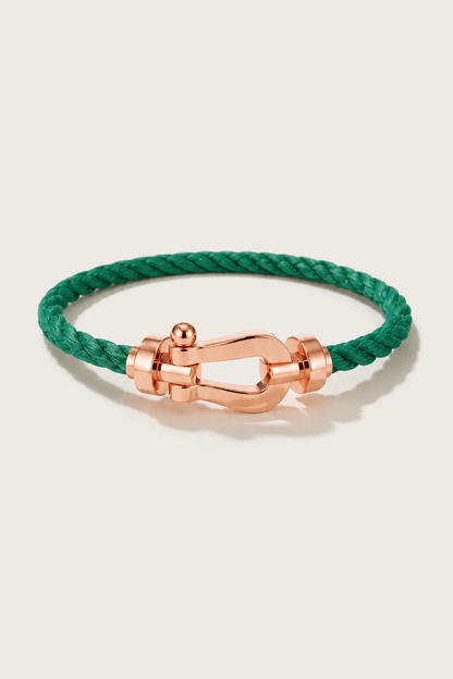 Aurelio | Pulsera Náutica Verde y Oro Rosa