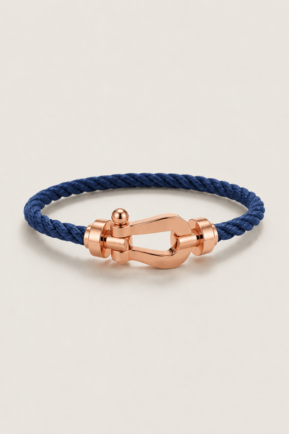 Aurelio | Pulsera Náutica Azul Marino y Oro Rosa