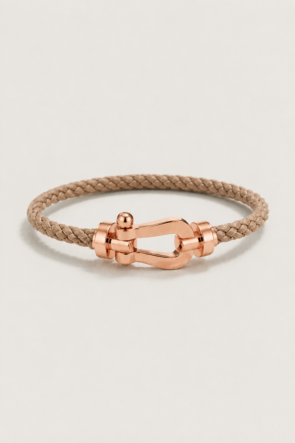 Aurelio | Pulsera Náutica Marrón Claro y Oro Rosa