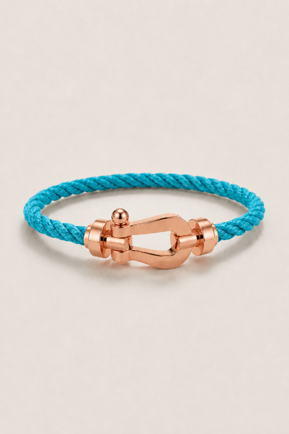 Aurelio | Pulsera Náutica Azul Claro y Oro Rosa