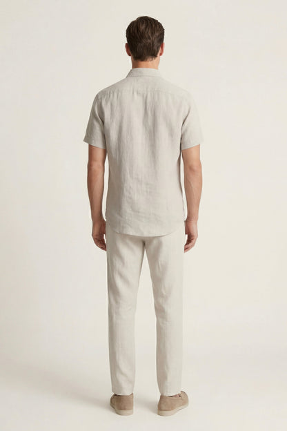 Trento de Luna Bellucci, conjunto de lino para hombre en beige/beige