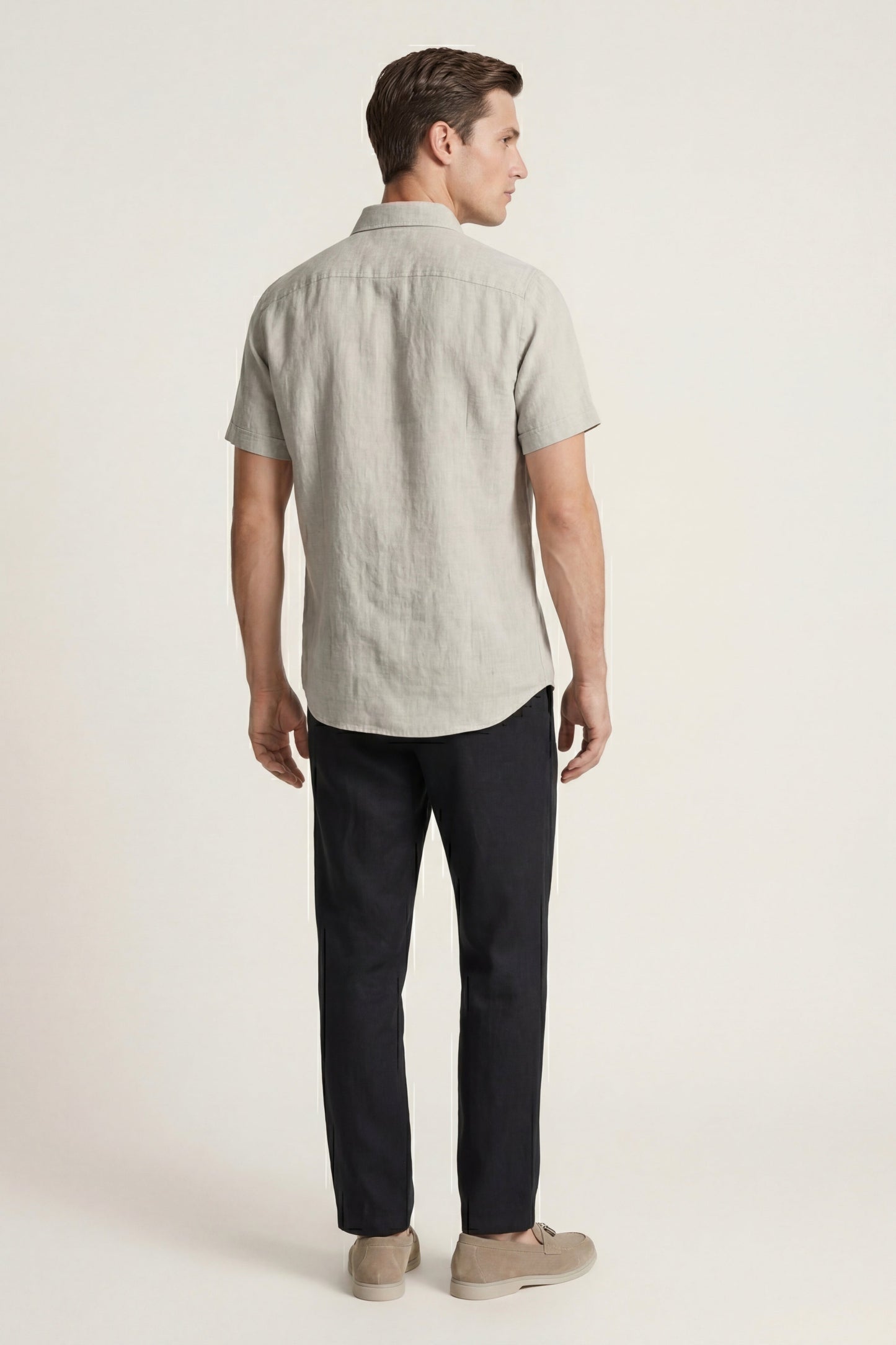 Trento de Luna Bellucci, conjunto de lino para hombre en beige/negro