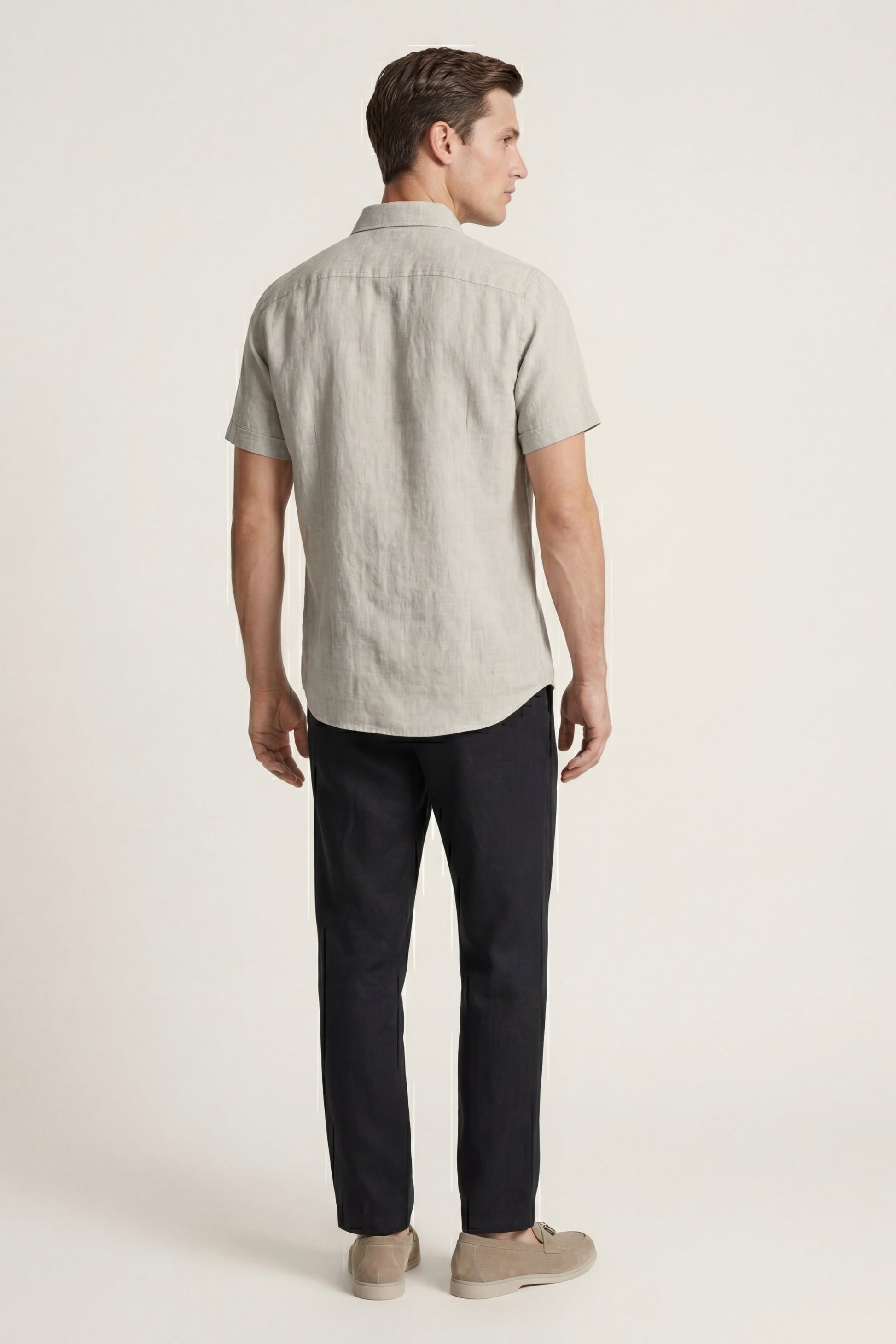 Trento de Luna Bellucci, conjunto de lino para hombre en beige/negro