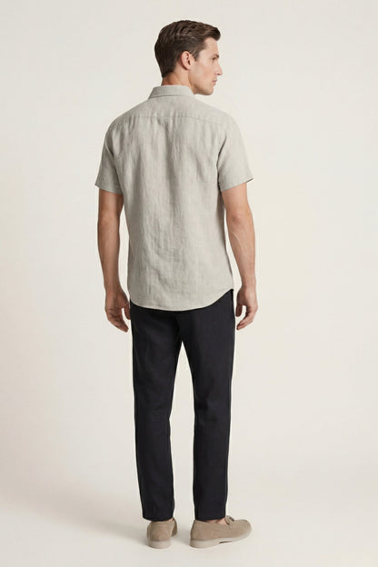 Trento de Luna Bellucci, conjunto de lino para hombre en beige/negro