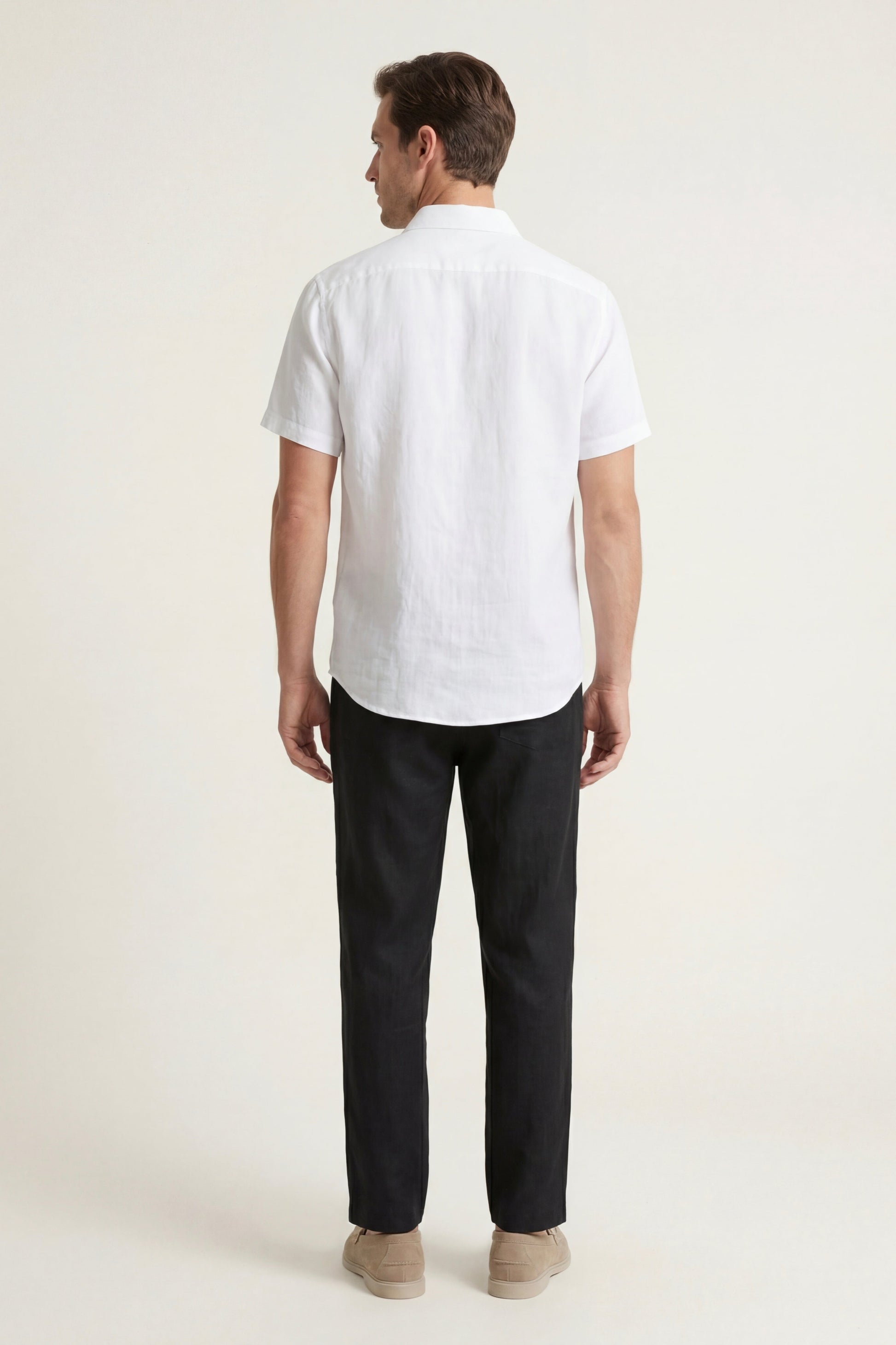 Trento de Luna Bellucci, conjunto de lino para hombre en blanco/negro