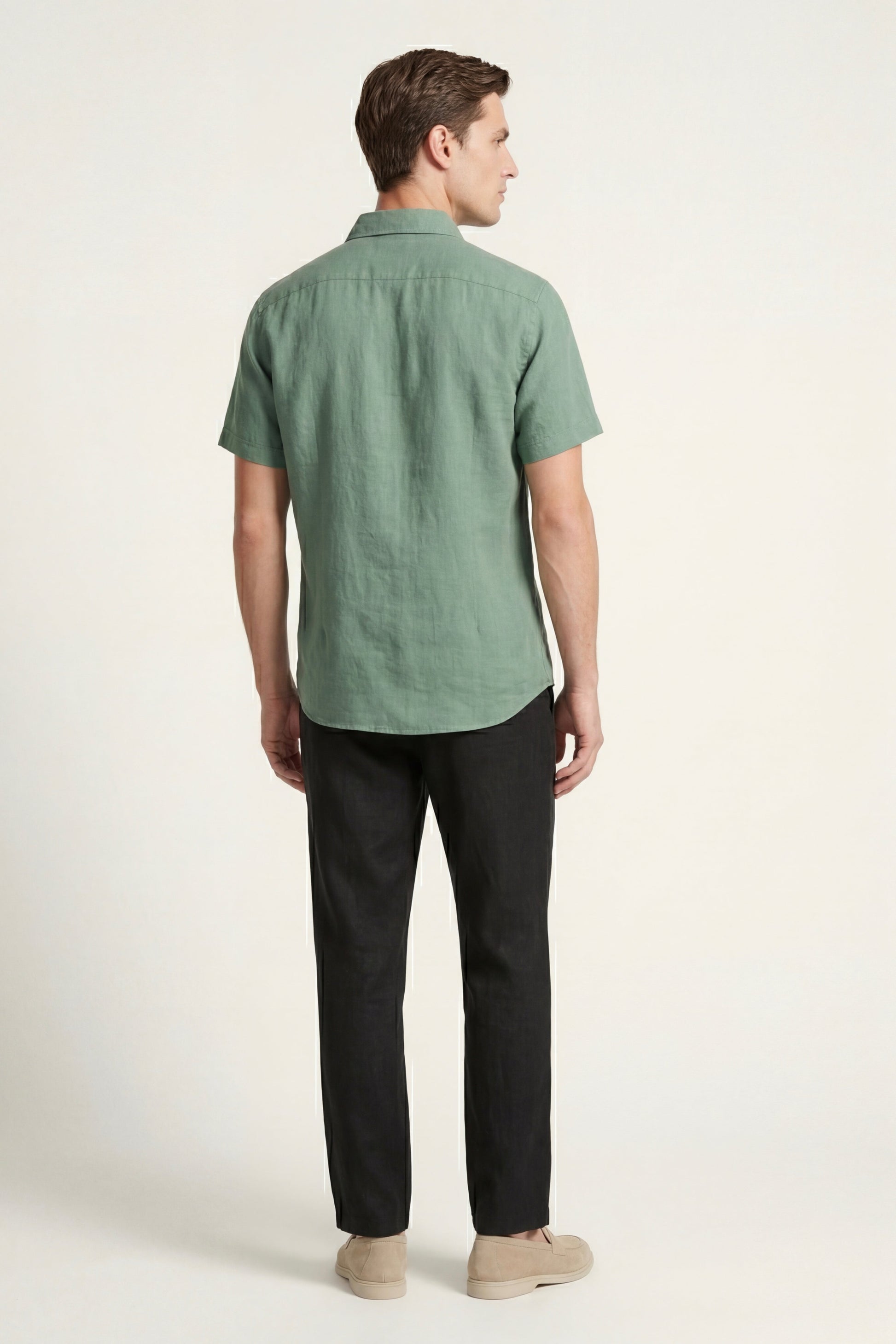 Trento de Luna Bellucci, conjunto de lino para hombre en verde/negro