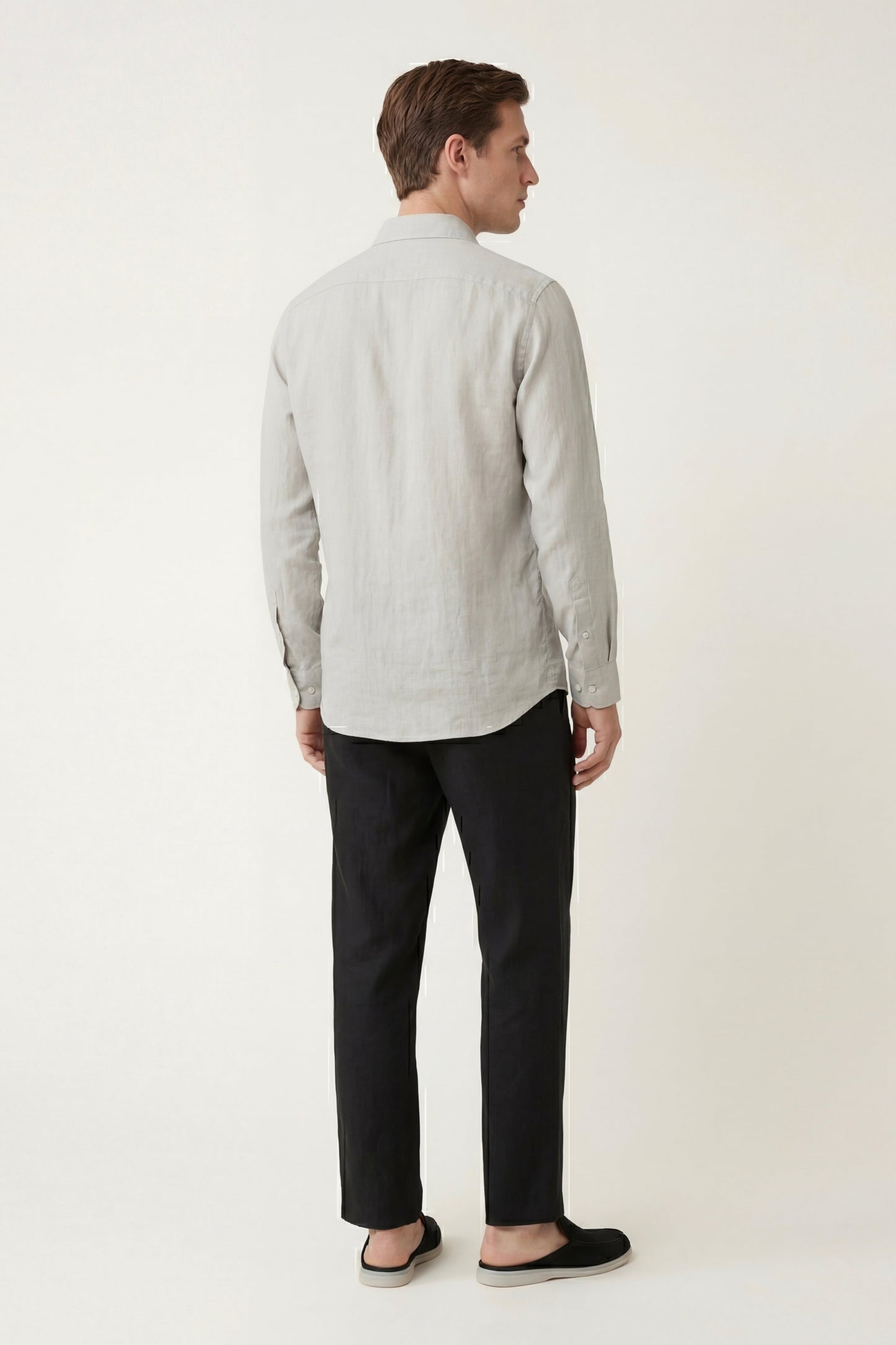 Pisa de Luna Bellucci, conjunto de lino de manga larga para hombre en beige/negro