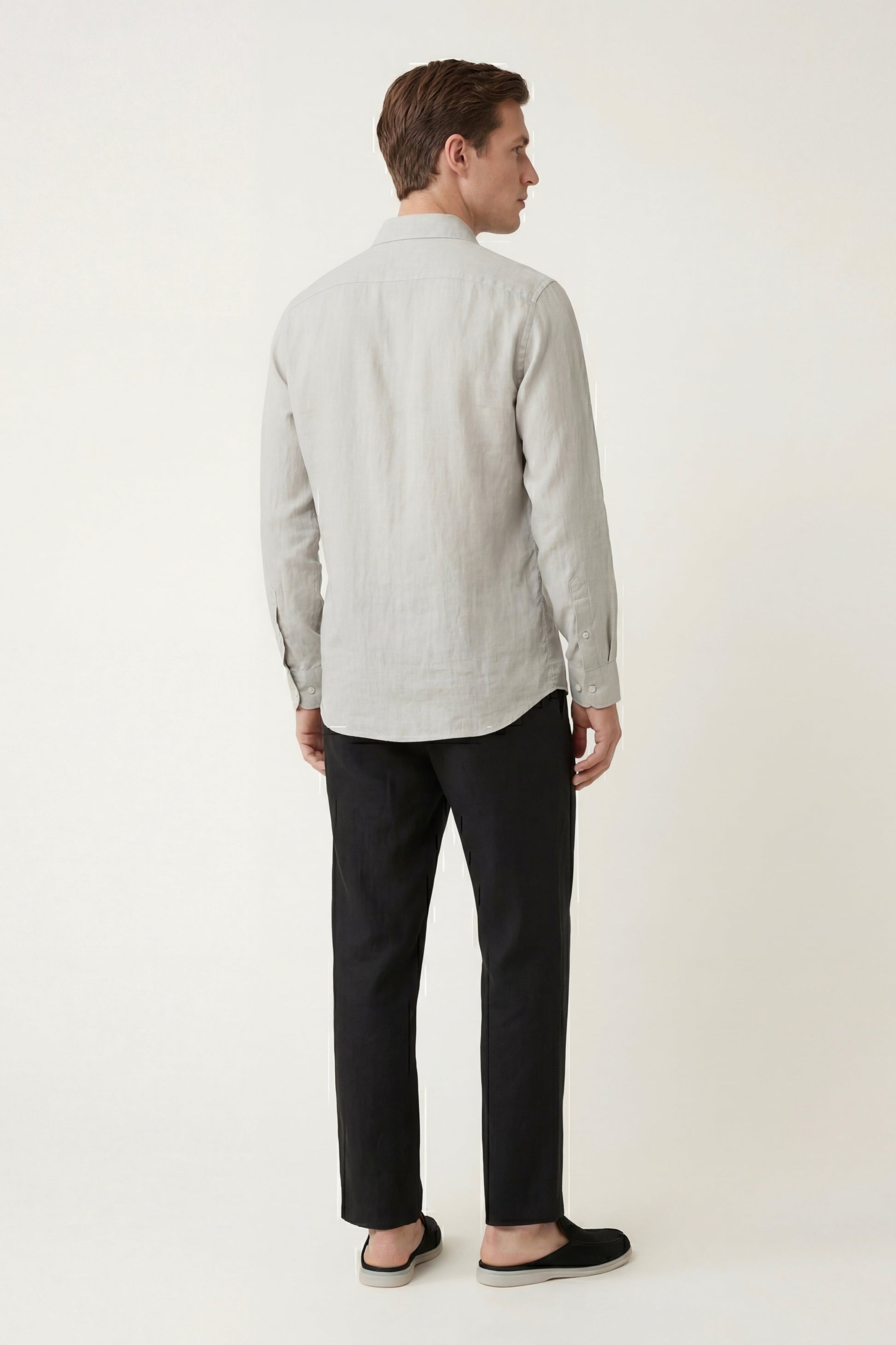 Pisa de Luna Bellucci, conjunto de lino de manga larga para hombre en beige/negro